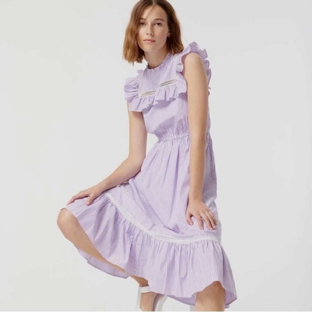 J. Crew Tiered Ruffle Striped Dress